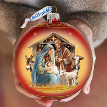Load image into Gallery viewer, Born Under Bright Star Nativity Lg Glass Ornament by G. Debrekht - Nativity Holiday Decor - 73937
