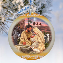Load image into Gallery viewer, A Miracle Is Born in Gold Lg Glass Ornament by D. Gelsinger - Nativity Holiday Decor - 73952G
