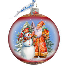 Load image into Gallery viewer, Santas Frosty Friend Lg Glass Ornament by G.Debrekht - Christmas Santa Snowman Decor - 73941
