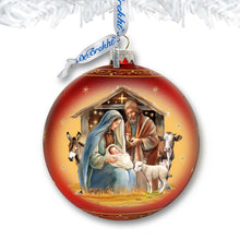 Load image into Gallery viewer, Born Under Bright Star Nativity Lg Glass Ornament by G. Debrekht - Nativity Holiday Decor - 73937
