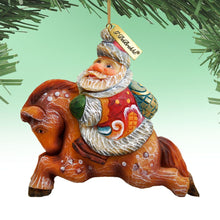 Load image into Gallery viewer, Santa On Pony Sculpted Hand-Painted Christmas Ornament by G. DeBrekht - Christmas Santa Snowman Decor - 63123
