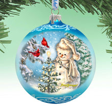 Load image into Gallery viewer, Glowing Snowman Lg Glass Ornament in Blue by Gelsinger - Christmas Decor - 73926B-DG
