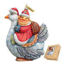 Load image into Gallery viewer, Santa On Goose Sculpted Ornament by G. DeBrekht - 63127
