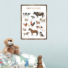 Load image into Gallery viewer, Farm Animals - Wooden Kids Room Decor - First day of school gift - ABC 123 Kids - Montessori Homeschool wooden poster I Educational Poster - Classroom Decor - 310215
