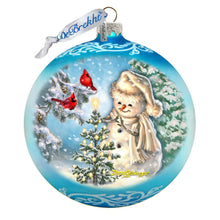 Load image into Gallery viewer, Glowing Snowman Lg Glass Ornament in Blue by Gelsinger - Christmas Decor - 73926B-DG

