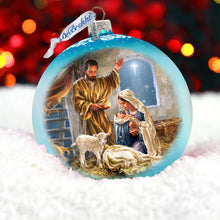 Load image into Gallery viewer, A Child is Born - Nativity Scene Large Glass Ornament by Art by D. Gelsinger- Nativity Holiday Decor - 73951
