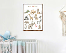 Load image into Gallery viewer, Wild Animals Kids Room Decor - Montessori Wooden Poster - Homeschool I Educational Poster - Classroom Decor - Playroom Art - 310219
