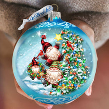 Load image into Gallery viewer, Reaching High Dwarfs Lg Glass Ornament in Blue by Gelsinger - Christmas Decor - 73927B-DG
