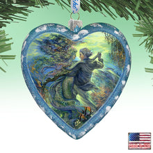 Load image into Gallery viewer, For the Love of a Mermaid Heart Glass Ornament Limited Edition by Josephine Wall - Coastal Holiday Décor - 738-410-JW
