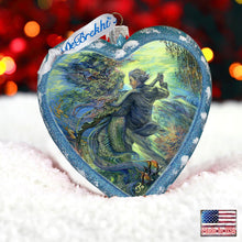 Load image into Gallery viewer, For the Love of a Mermaid Heart Glass Ornament Limited Edition by Josephine Wall - Coastal Holiday Décor - 738-410-JW
