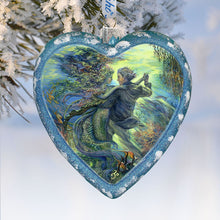 Load image into Gallery viewer, For the Love of a Mermaid Heart Glass Ornament Limited Edition by Josephine Wall - Coastal Holiday Décor - 738-410-JW
