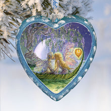 Load image into Gallery viewer, Wisteria Moon Heart Glass Ornament Limited Edition by Josephine Wall - Coastal Holiday Décor - 738-411-JW
