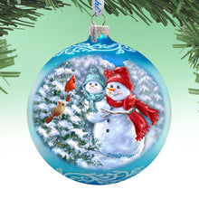Load image into Gallery viewer, Baby Snowman's First Winter Lg Glass Ornament in Blue by Gelsinger - Christmas Décor - 73923B-DG
