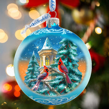 Load image into Gallery viewer, Cardinal Night Serenade Lg Glass Ornament by G.Debrekht Wildlife Holiday Décor - 73963
