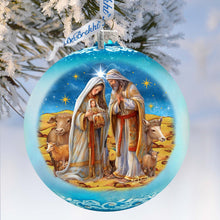 Load image into Gallery viewer, Betelhems Miracle in Blue Lg Glass Ornament by G.Debrekht - Nativity Holiday Decor - 73939B
