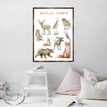Load image into Gallery viewer, Woodland Animals Kids Room Decor - Montessori Wooden Poster - Homeschool I Educational Poster - Classroom Decor - Playroom Art - 310220
