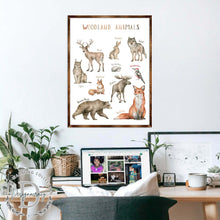 Load image into Gallery viewer, Woodland Animals Kids Room Decor - Montessori Wooden Poster - Homeschool I Educational Poster - Classroom Decor - Playroom Art - 310220
