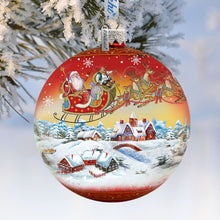 Load image into Gallery viewer, Up-Up and Away Red Glass Ornament Limited Edition by G. DeBrekht - Christmas Santa Snowman Decor - 73842R
