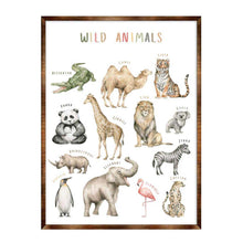 Load image into Gallery viewer, Wild Animals Kids Room Decor - Montessori Wooden Poster - Homeschool I Educational Poster - Classroom Decor - Playroom Art - 310219
