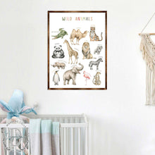 Load image into Gallery viewer, Wild Animals Kids Room Decor - Montessori Wooden Poster - Homeschool I Educational Poster - Classroom Decor - Playroom Art - 310219
