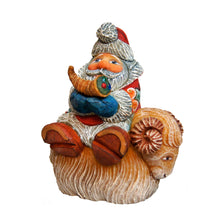 Load image into Gallery viewer, Santa On Ram Sculpted Hand-Painted Christmas Ornament by G. DeBrekht - Christmas Santa Snowman Décor - 63145
