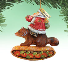 Load image into Gallery viewer, Santa On Raccoon Sculpted Hand-Painted Christmas Ornament by G. DeBrekht - Christmas Santa Snowman Decor - 63132
