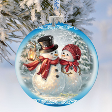 Load image into Gallery viewer, Snow Much in Love Glass Ornament Limited Edition by D. Gelsinger - Christmas Santa Snowman Decor - 73889-1708

