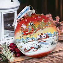 Load image into Gallery viewer, Up-Up and Away Red Glass Ornament Limited Edition by G. DeBrekht - Christmas Santa Snowman Decor - 73842R
