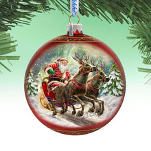 Load image into Gallery viewer, Speedy Sleigh Lg Glass Ornament by G.Debrekht Christmas Santa Snowman Decor - 73959
