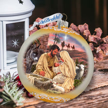 Load image into Gallery viewer, A Miracle Is Born in Gold Lg Glass Ornament by D. Gelsinger - Nativity Holiday Decor - 73952G
