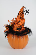 Load image into Gallery viewer, Karen Didion Originals HA018 Lighted Pumpkin with Orange Hat
