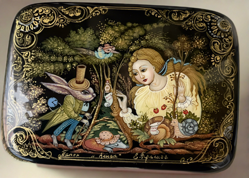 Russian Lacquer Box Alice in Wonderland