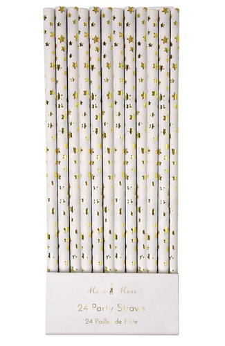 Meri Meri Foil Paper Straws-Gold Star