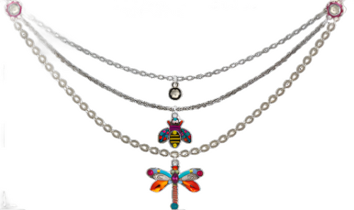 Firefly Jewelry Layered Bee/Dragonfly Necklace 9117MC