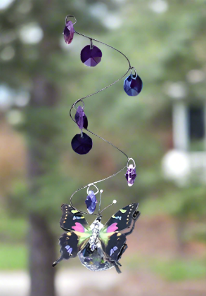 Oh My Gosh Butterfly Spiral Purple Spotted Swallowtail w/ 30m Crystal Ball SC-21 Media 1 of 1