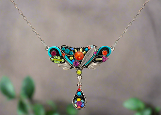 Firefly Jewelry Botanical Necklace With Drop-9036MC