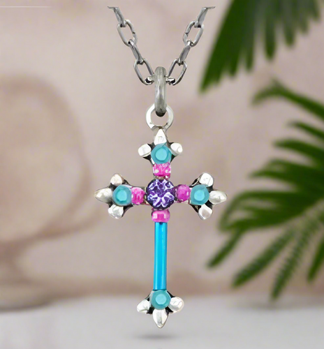 Firefly Jewelry Dainty Color Cross Necklace-8496TURQ