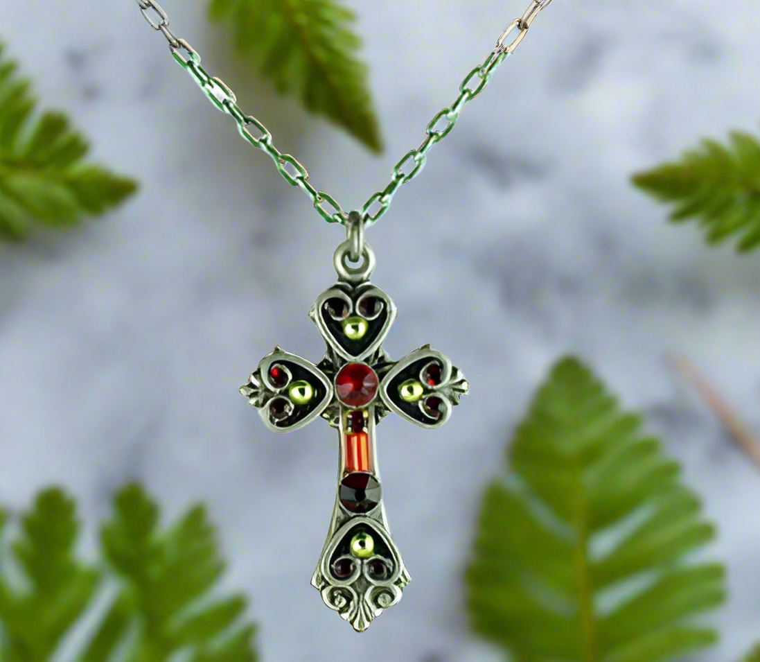 Firefly Jewelry Medium Cross Necklace 8670RED