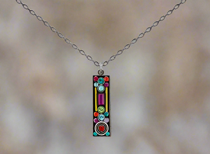 Firefly Jewelry Architectural Long Rectangle Pendant-9053MC