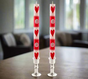 Kapula Valentine's Day Painted Candle Pair Of Tapers