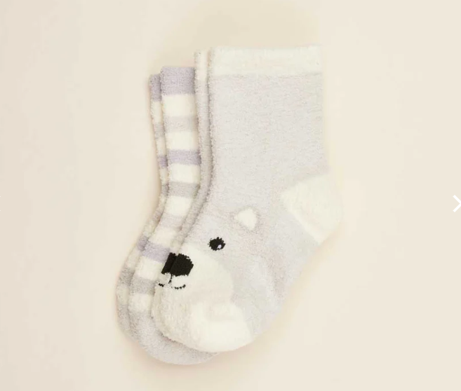 Warmies Marshmallow Bear Crew Socks-Large