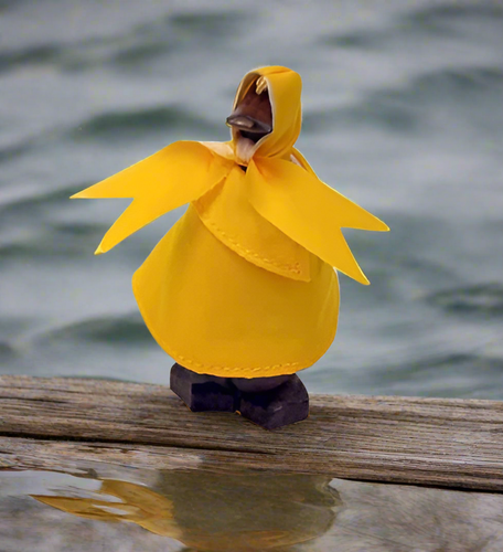 Garden Age Hand Carved Bamboo Wood Rain Duck-  Super Baby Duck Figurine