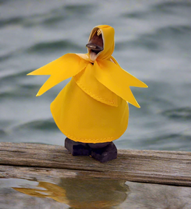 Garden Age Hand Carved Bamboo Wood Rain Duck-  Super Baby Duck Figurine