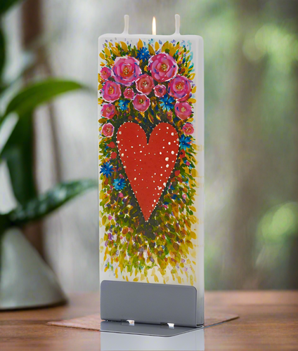 Flatyz Flat Handmade Candle - Artistic Hearts & Flowers