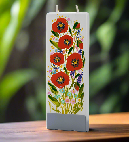 Flatyz Flat Handmade Candle - Artisitic Red Poppies