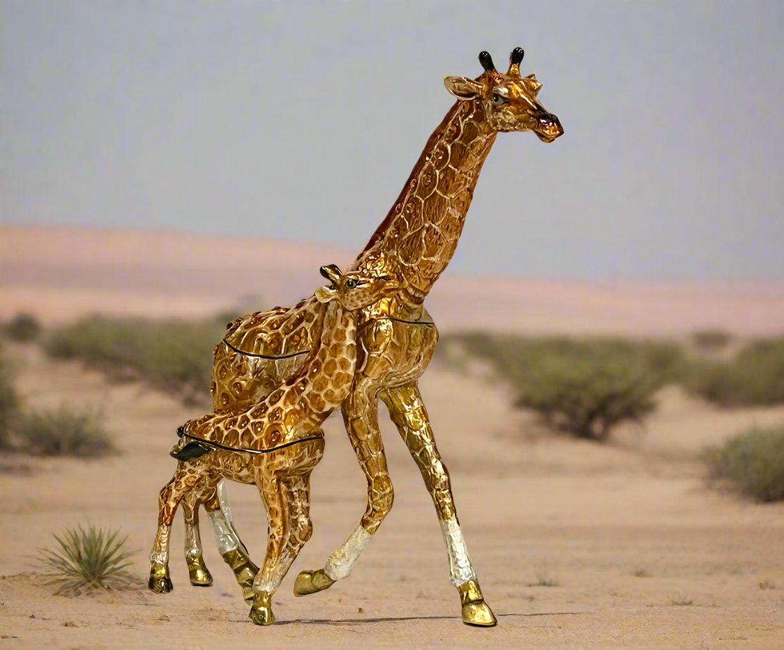 Kubla Craft 2 Standing Giraffe Bejeweled Trinket Box