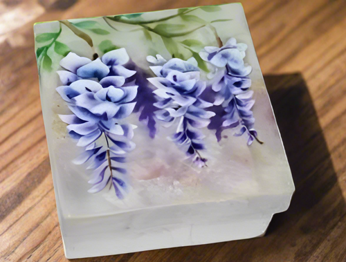 Kubla Crafts Capiz Shell Painted Trinket Box - Wisteria