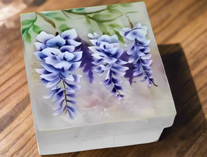 Kubla Crafts Capiz Shell Painted Trinket Box - Wisteria