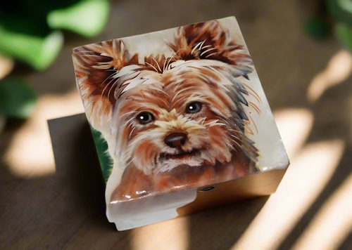 Kubla Crafts Capiz Shell Painted Trinket Box- Yorkshire Terrier