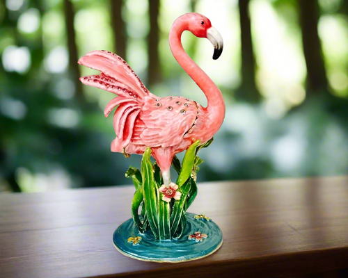 Kubla Crafts Bejeweled Flamingo Trinket Box